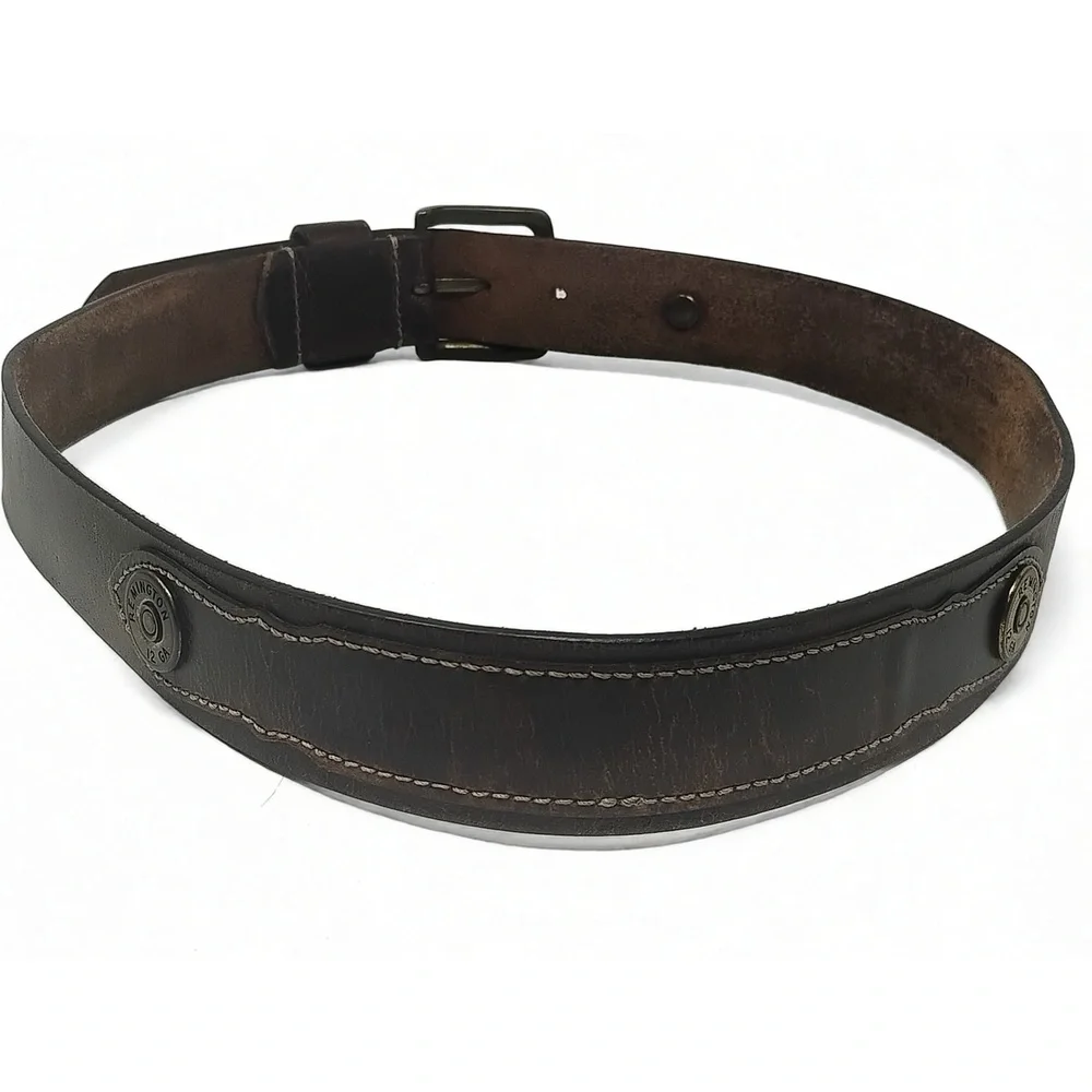 Remington Leather Belt Size 38 12 Gauge Shotgun Shell Accents Western Workwear